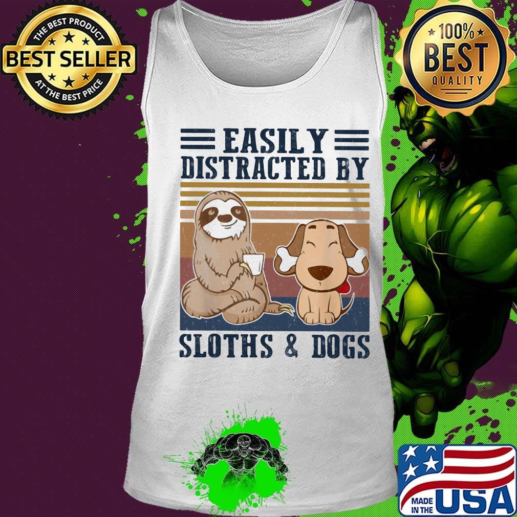 Easily distracted by sloths and dogs vintage retro s Tank top Easily distracted by sloths and dogs vintage retro s Tank top
