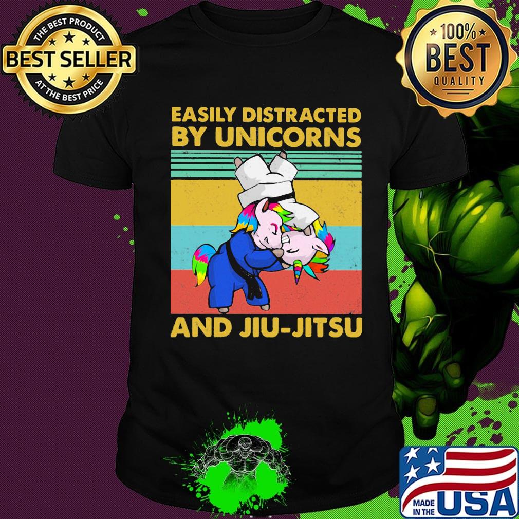 Easily distracted by unicorns and Jiu-Jitsu Vintage retro shirt