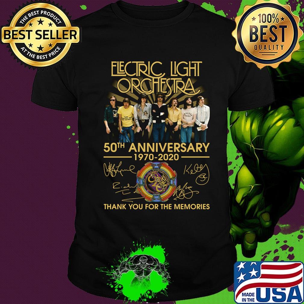 Electric light orchestra 50th anniversary 1970 2020 thank you for the memories signatures logo shirt