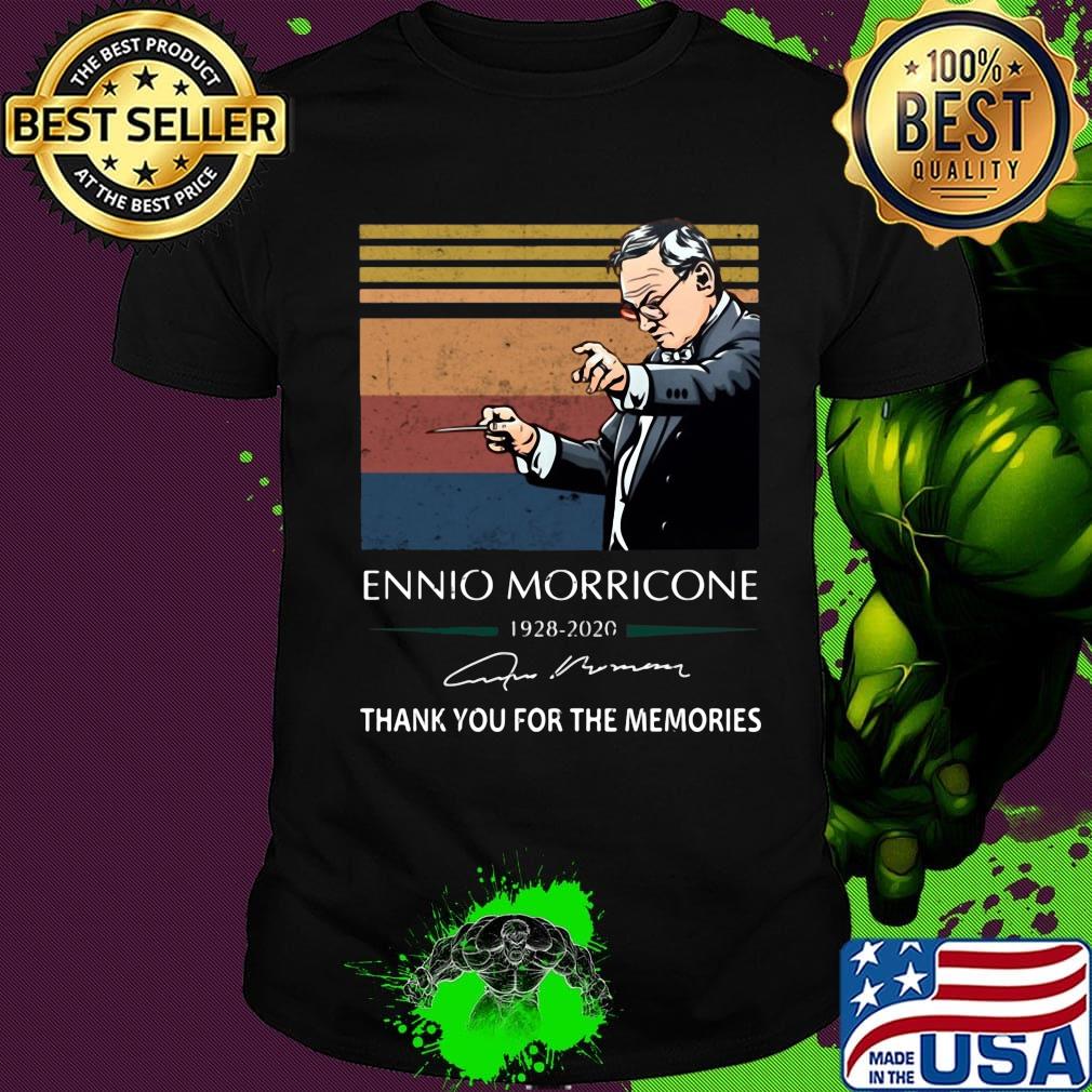 Ennio morricone 1928 2020 thank you for the memories signature vintage retro shirt