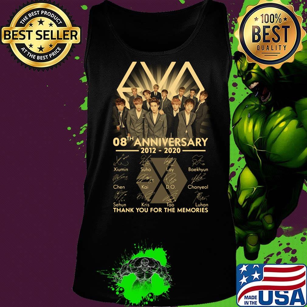 Exo band 08th anniversary 2012 2020 thank you for the memories signatures s Tank top Exo band 08th anniversary 2012 2020 thank you for the memories signatures s Tank top