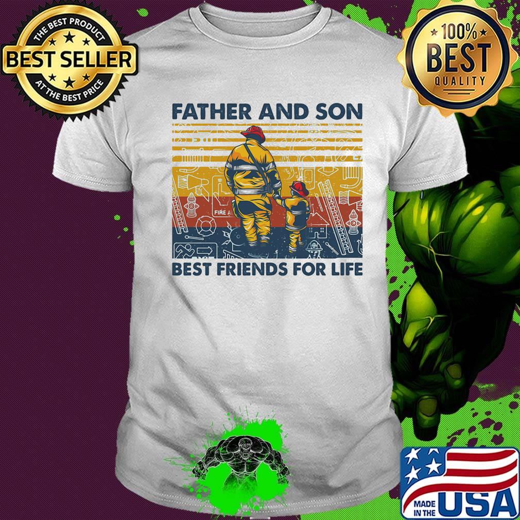 Father And Son Best Friends For Life Firefighters Vintage Retro Shirt