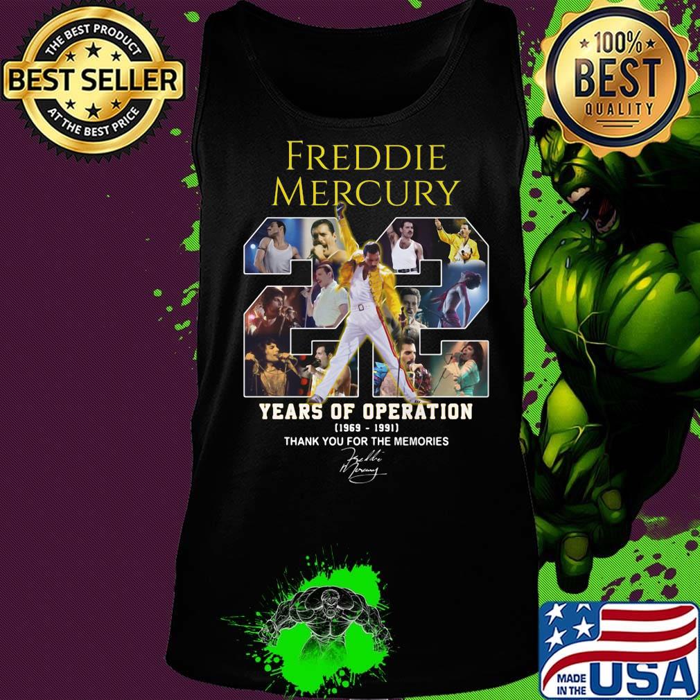 Freddie mercury 22 years of operation 1969 1991 thank you for the memories signature s Tank top Freddie mercury 22 years of operation 1969 1991 thank you for the memories signature s Tank top