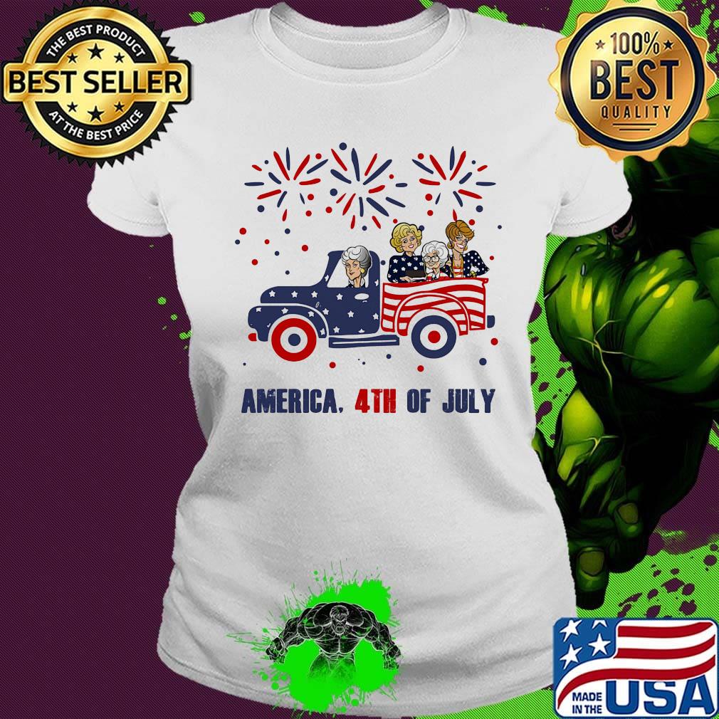 Golden girls characters driving car firework america 4th of july independence day s Ladies tee Golden girls characters driving car firework america 4th of july independence day s Ladies tee
