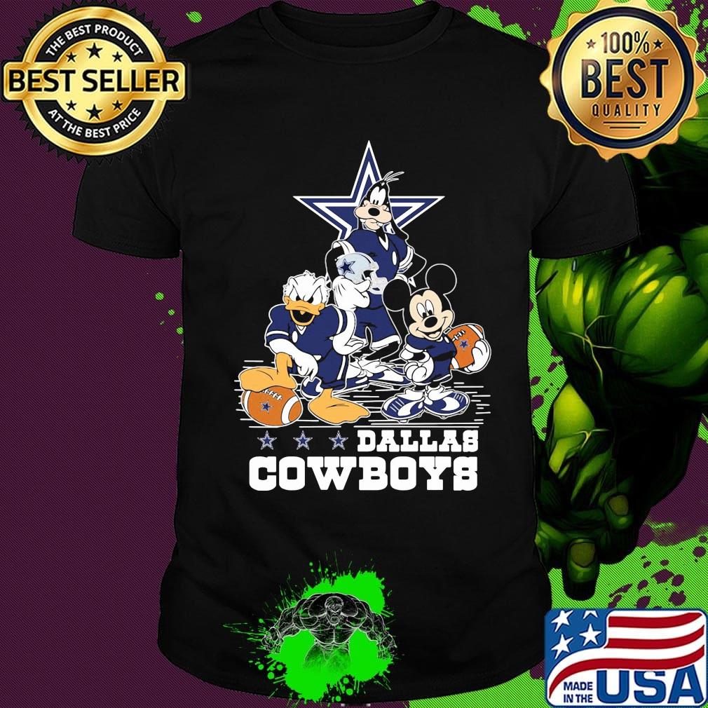 Goofy donald duck and mickey mouse dallas cowboys football shirt