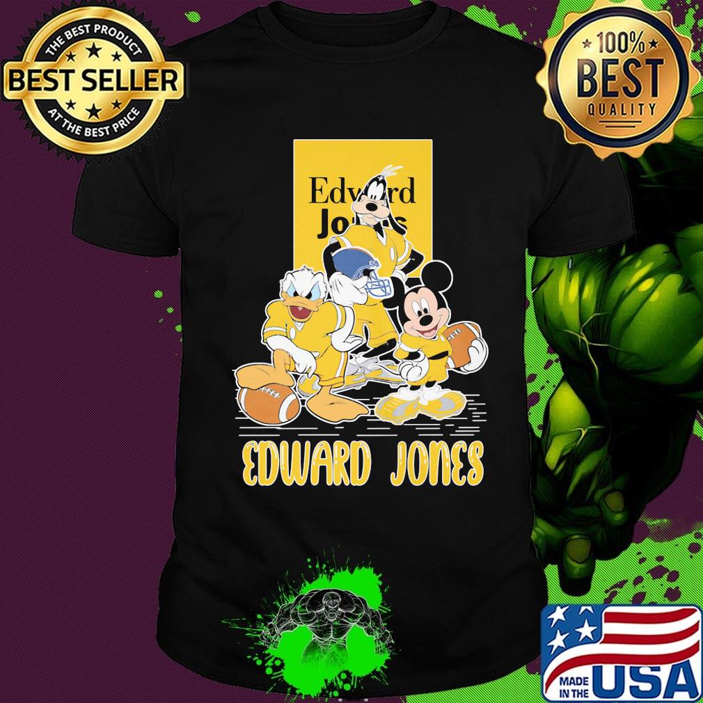 Goofy donald duck and mickey mouse football player edward jones shirt
