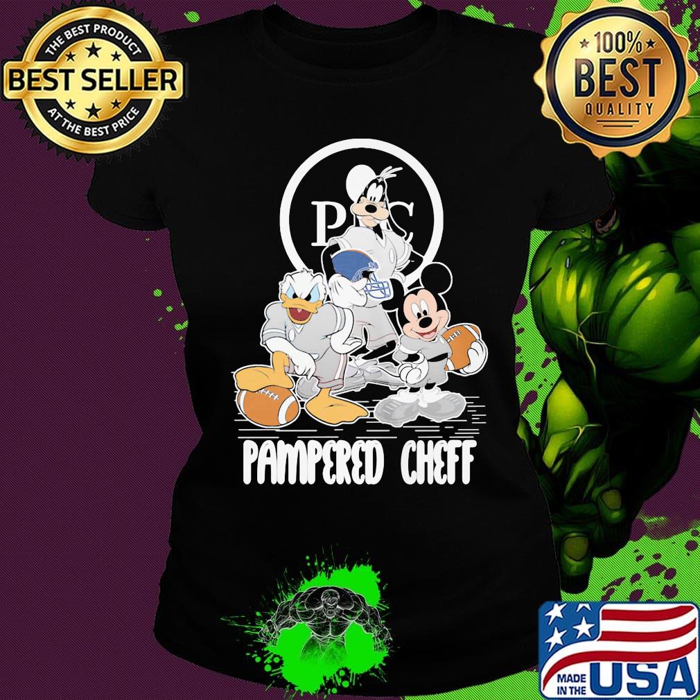 Goofy donald duck and mickey mouse football player pampered chef s Ladies tee Goofy donald duck and mickey mouse football player pampered chef s Ladies tee
