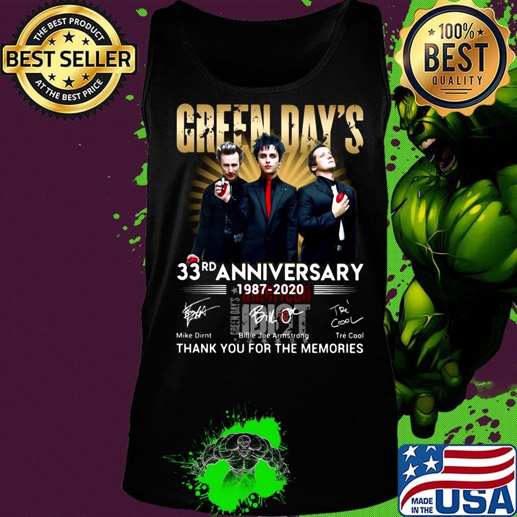 Green day’s 33rd anniversary 1987 2020 thank you for the memories signatures s Tank top Green day’s 33rd anniversary 1987 2020 thank you for the memories signatures s Tank top