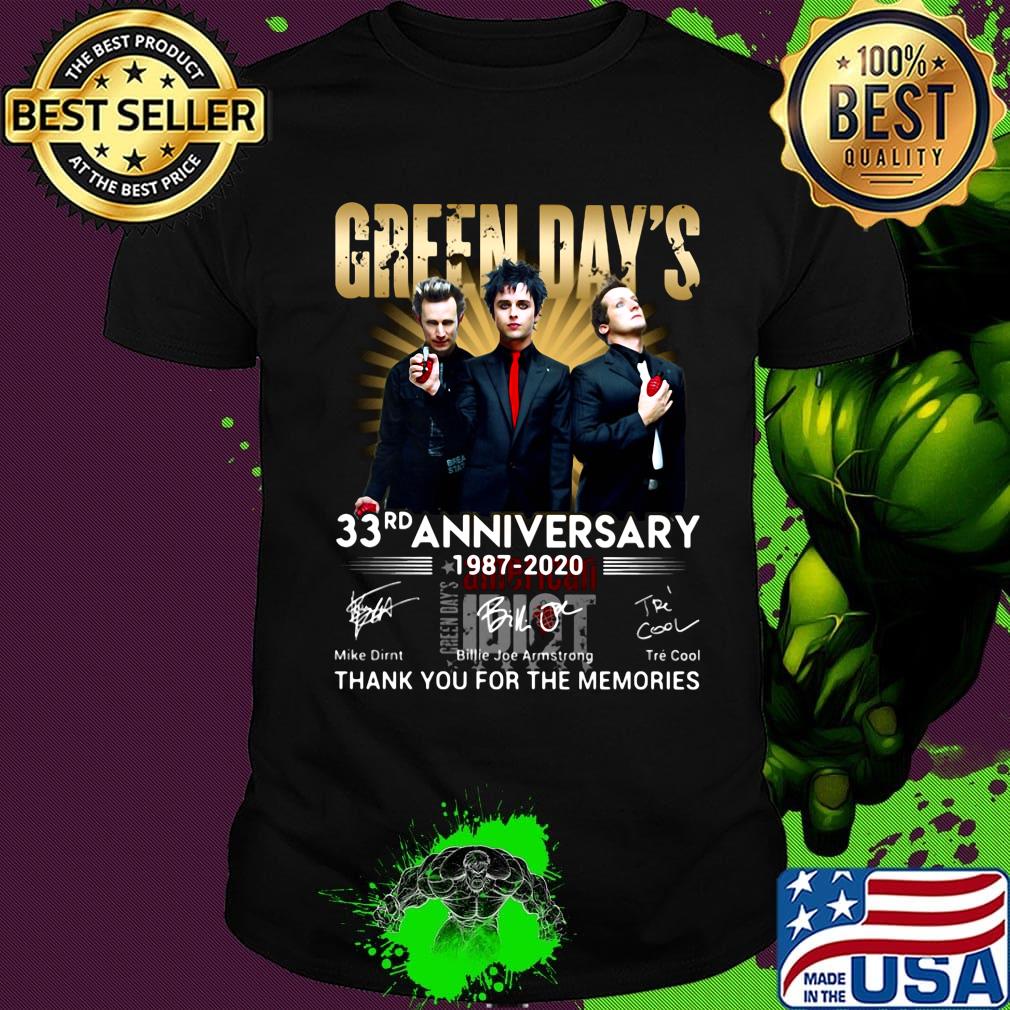 Green day’s 33rd anniversary 1987 2020 thank you for the memories signatures shirt Green day’s 33rd anniversary 1987 2020 thank you for the memories signatures shirt
