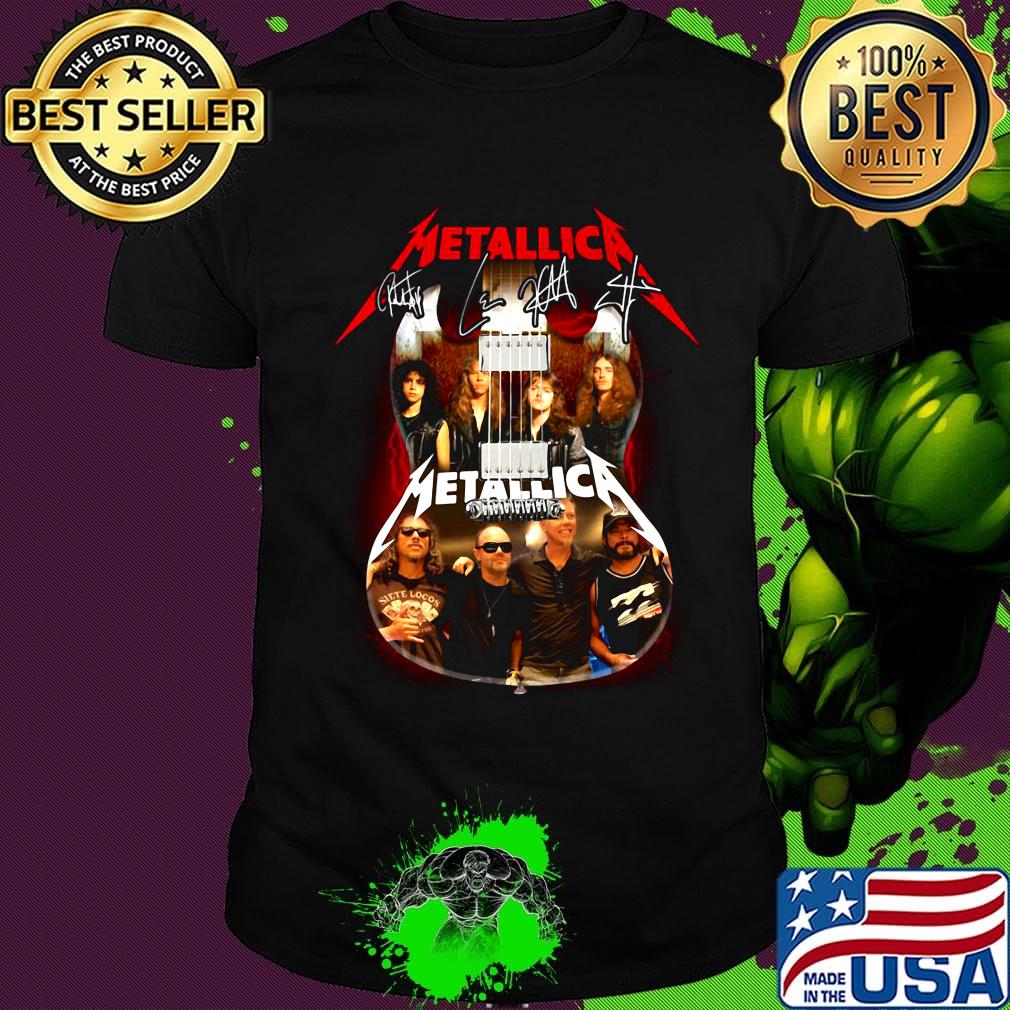 Guitar metallica band members signatures shirt