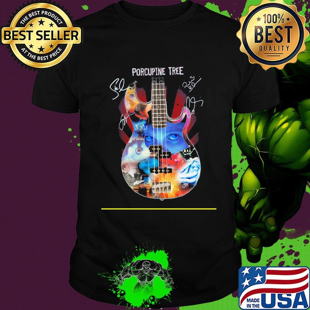 Guitar porcupine tree members signatures shirt