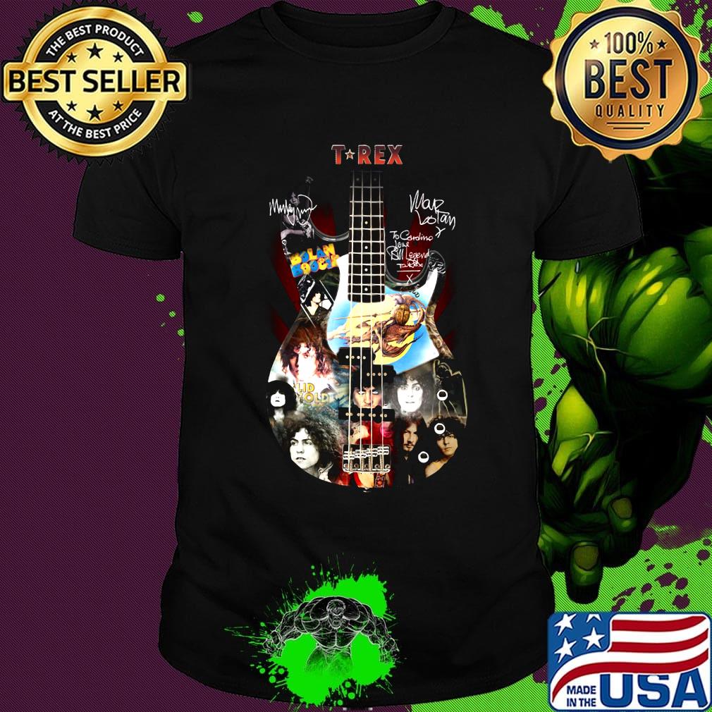 Guitar t-rex band members signatures shirt