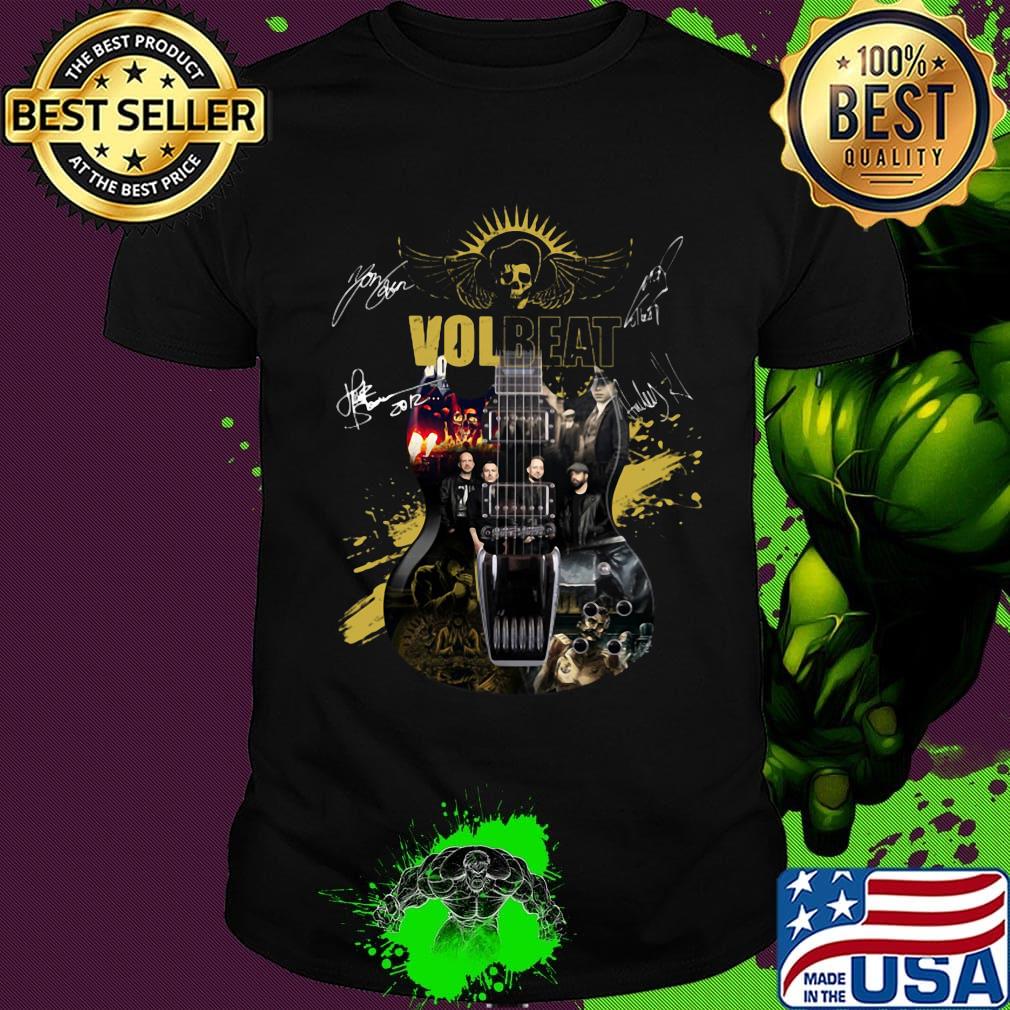 Guitar volbeat band members signatures shirt