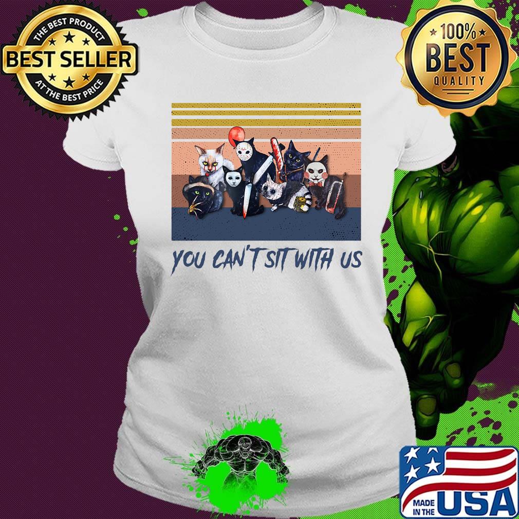 Halloween cat you can't sit with us vintage retro s Ladies tee Halloween cat you can't sit with us vintage retro s Ladies tee