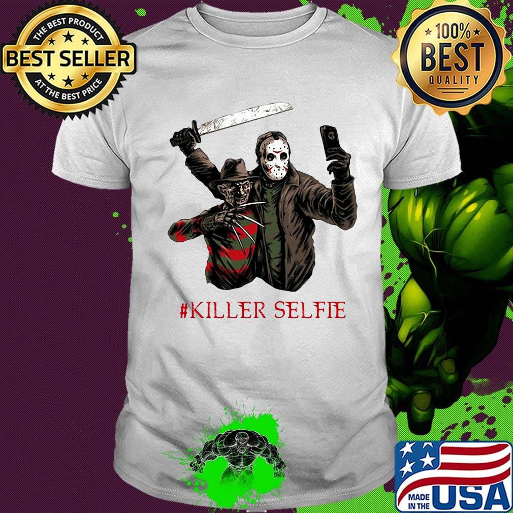 Halloween freddy krueger vs jason killer selfie shirt