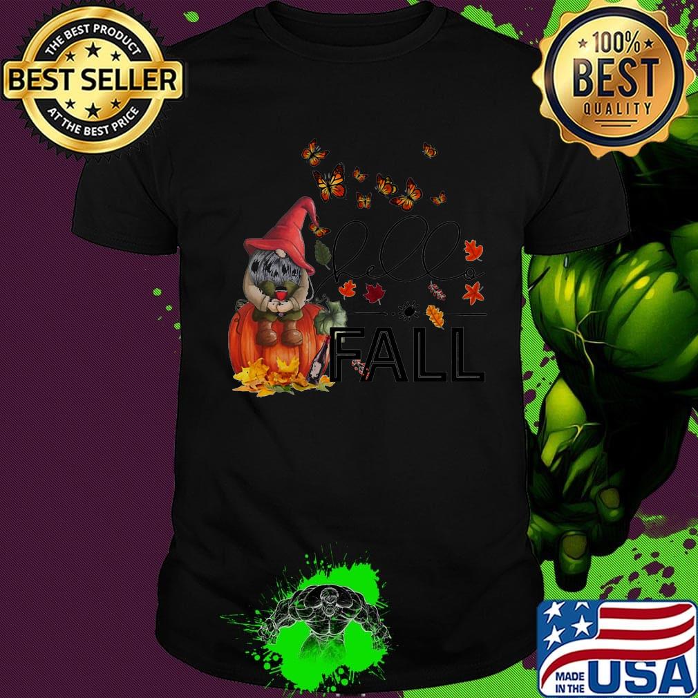 Halloween gnomes and butterflies drink wine fall maple leaves shirt