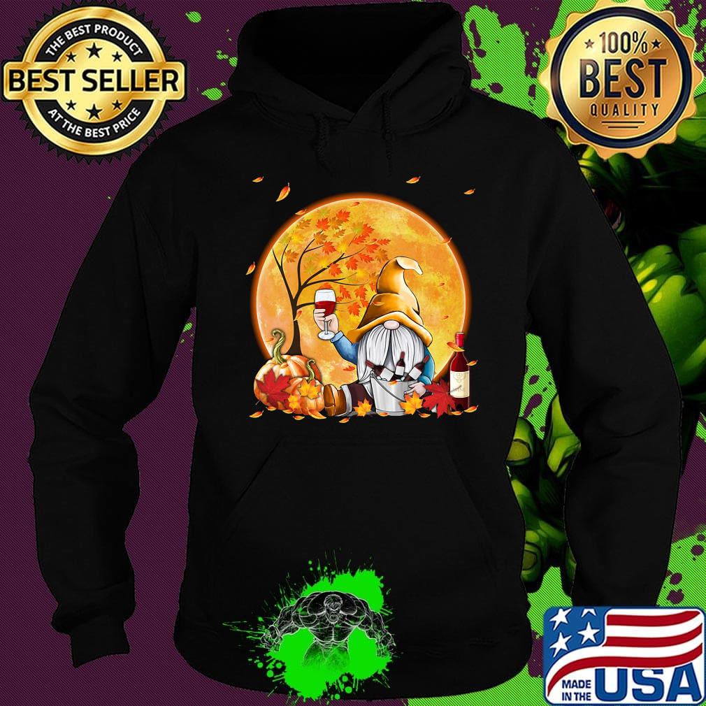 Halloween gnomes drink wine pumpkin maple leaves s Hoodie Halloween gnomes drink wine pumpkin maple leaves s Hoodie