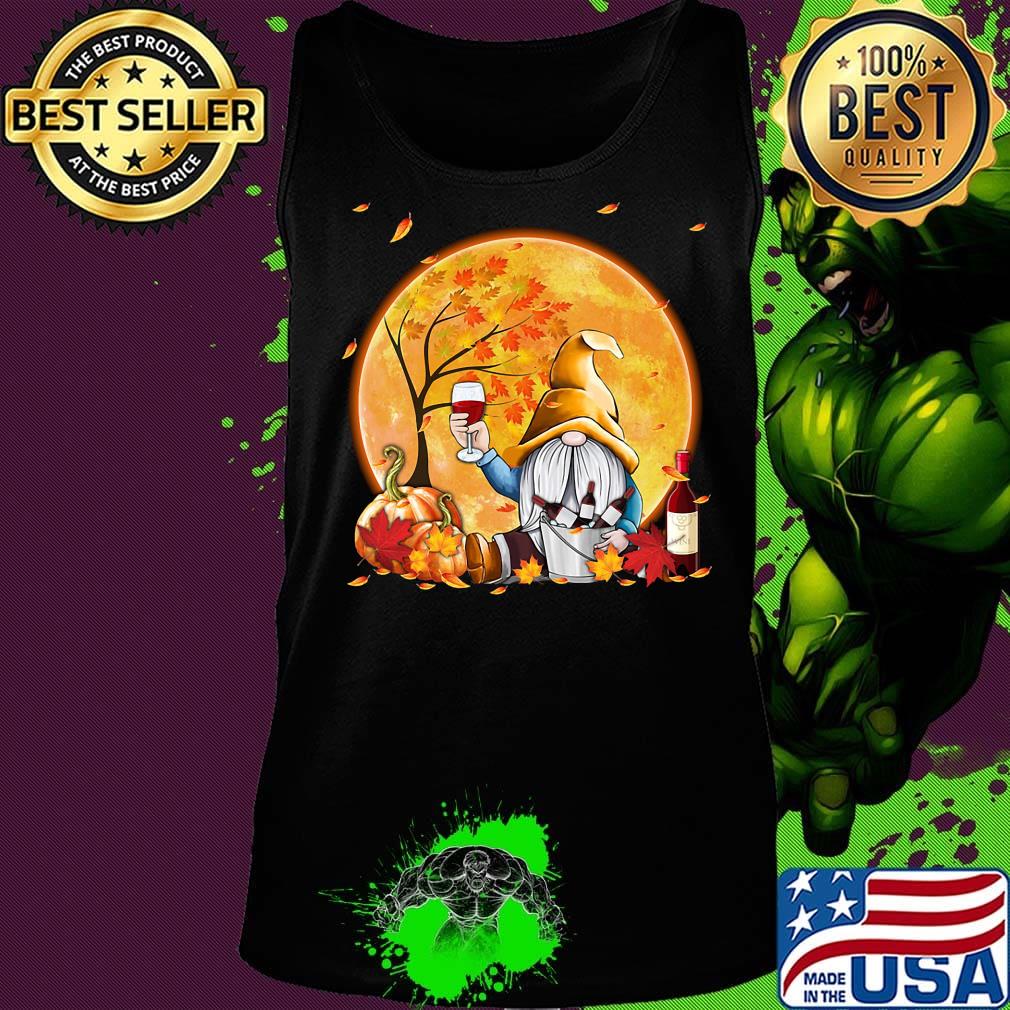 Halloween gnomes drink wine pumpkin maple leaves s Tank top Halloween gnomes drink wine pumpkin maple leaves s Tank top