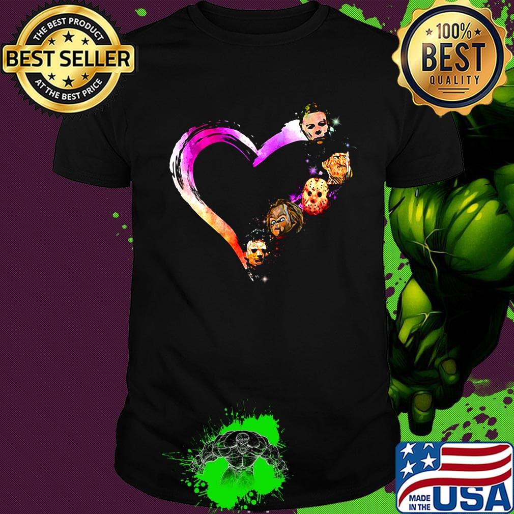 Halloween horror characters heart shirt