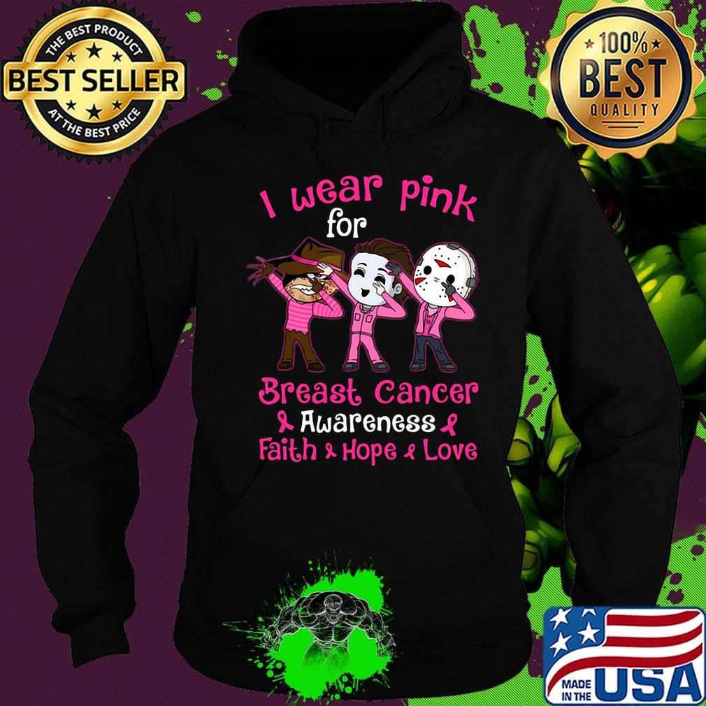 Halloween horror characters i wear pink for breast cancer awareness faith hope love s Hoodie Halloween horror characters i wear pink for breast cancer awareness faith hope love s Hoodie