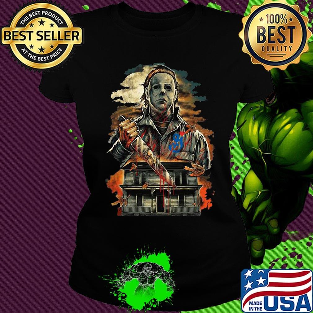 Halloween michael myers holding knife fire s Ladies tee Halloween michael myers holding knife fire s Ladies tee