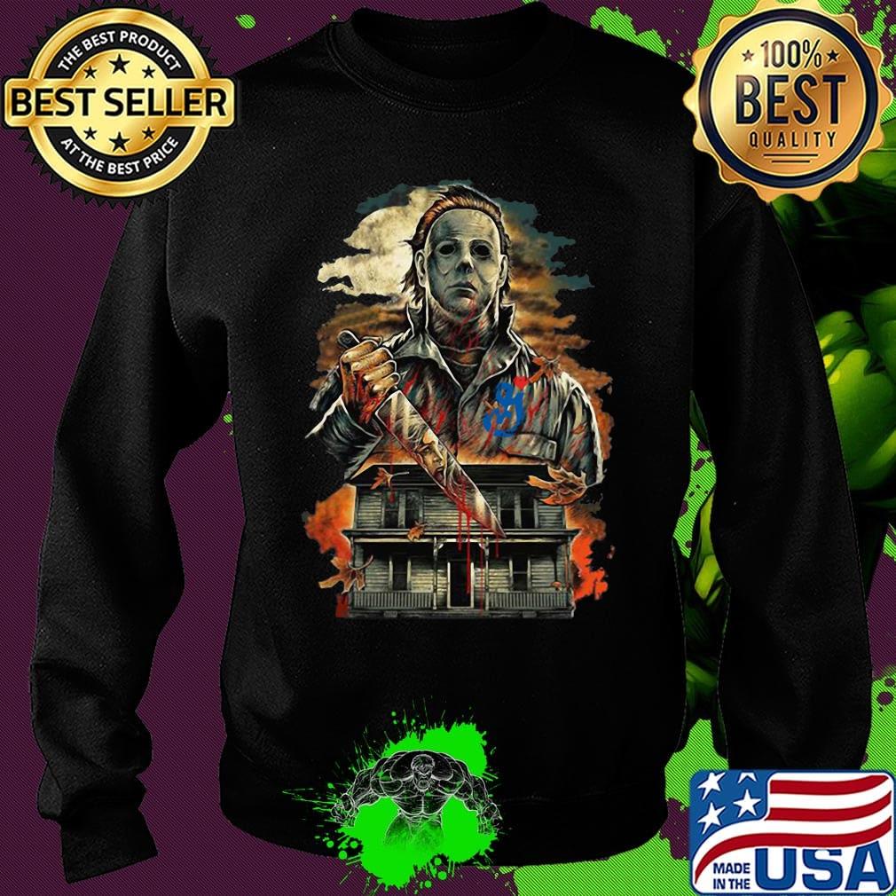 Halloween michael myers holding knife fire s Sweater Halloween michael myers holding knife fire s Sweater