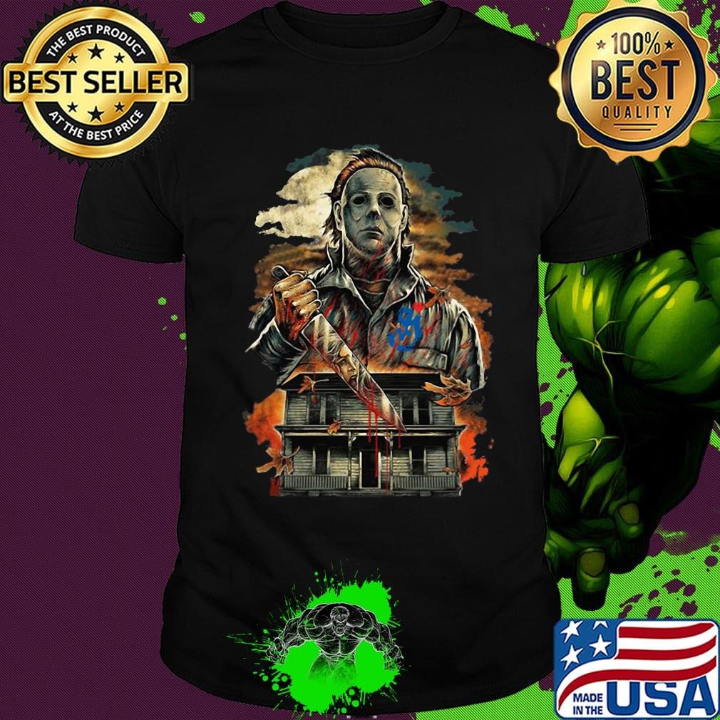 Halloween michael myers holding knife fire shirt Halloween michael myers holding knife fire shirt
