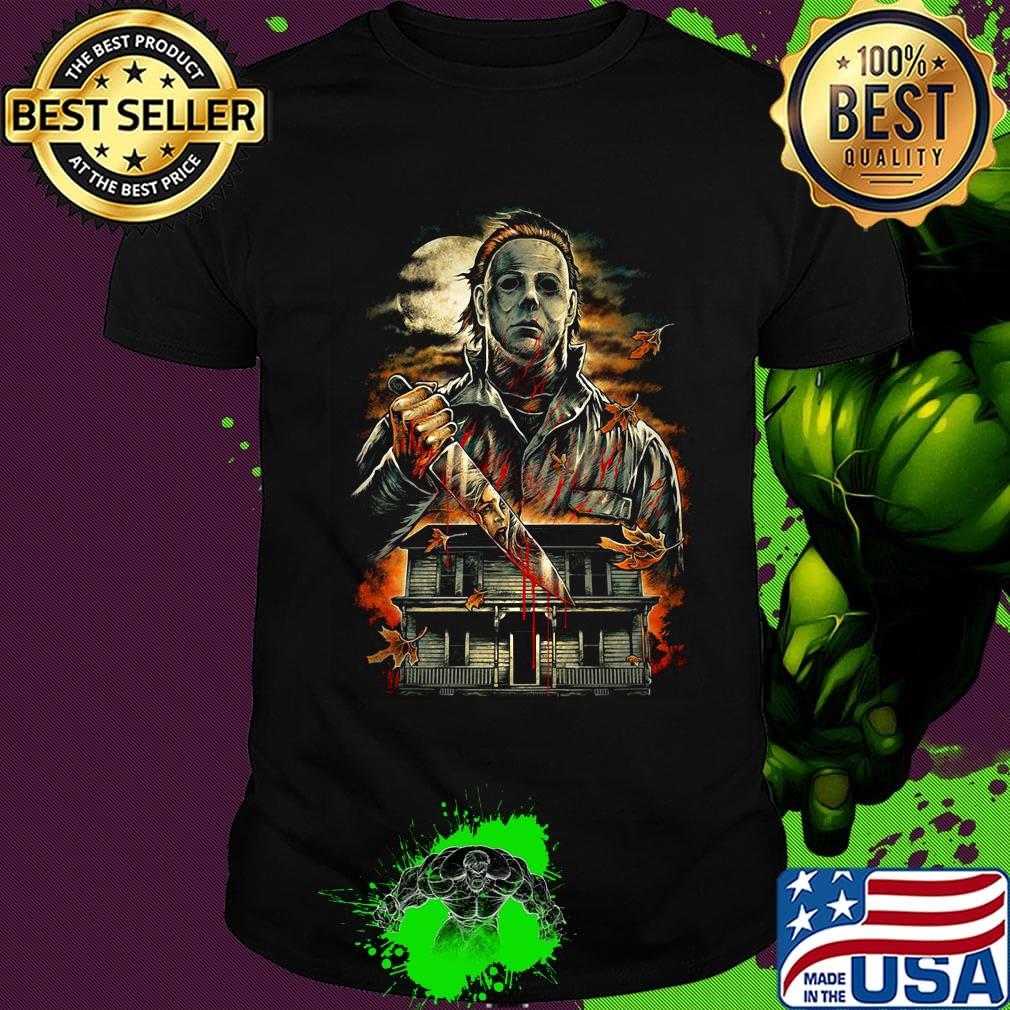 Halloween michael myers holding knife shirt