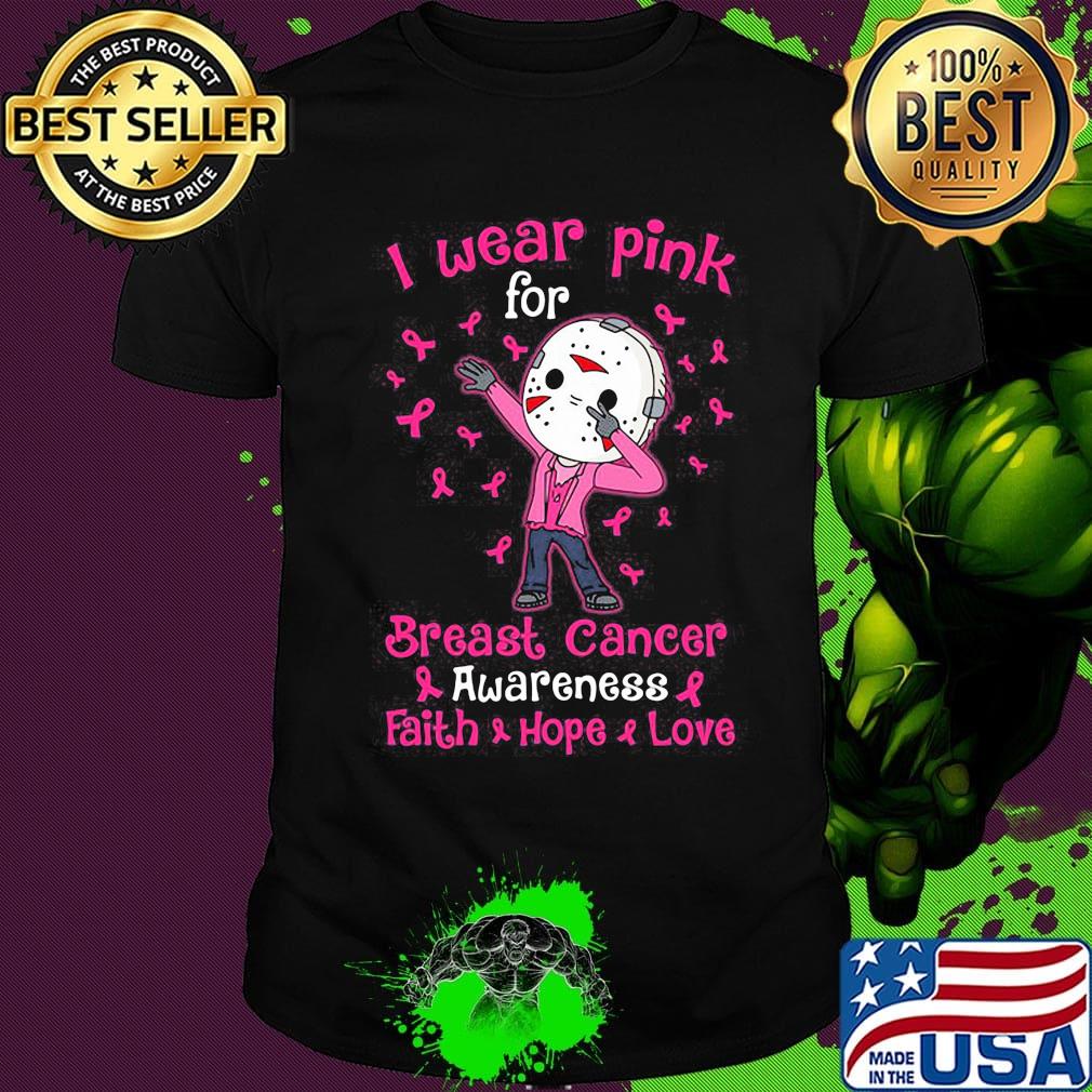 Halloween michael myers i wear pink for breast cancer awareness faith hope love shirt