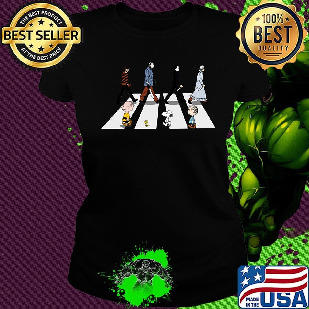 Horror characters and the peanuts abbey road s Ladies tee Horror characters and the peanuts abbey road s Ladies tee