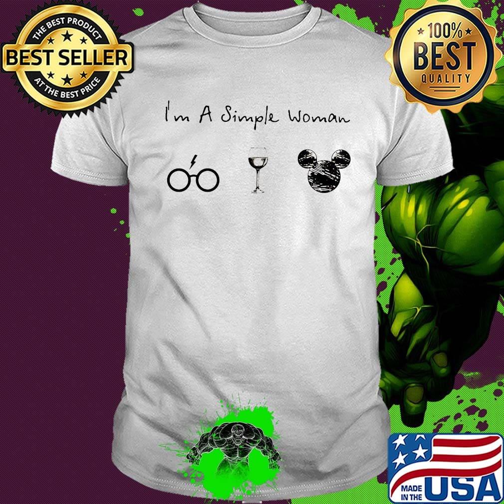I'm a simple woman harry potter wine mickey mouse shirt