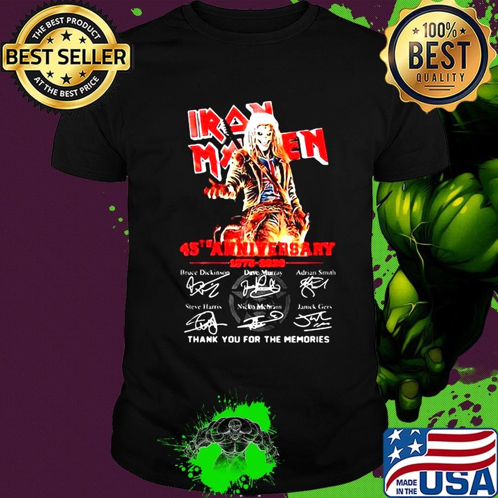 Iron maiden 45th anniversary 1975 2020 thank you for the memories signatures band shirt