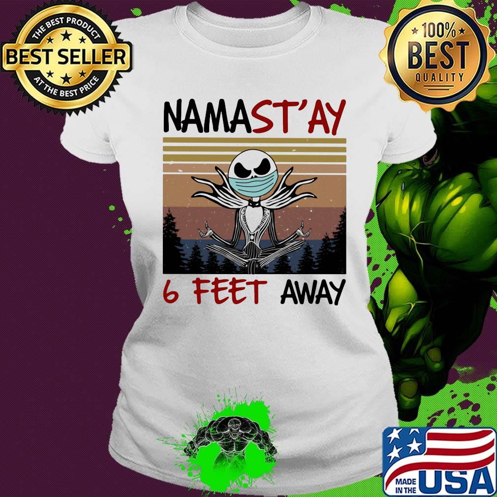 Jack skellington mask namastay 6 feet away vintage retro s Ladies tee Jack skellington mask namastay 6 feet away vintage retro s Ladies tee