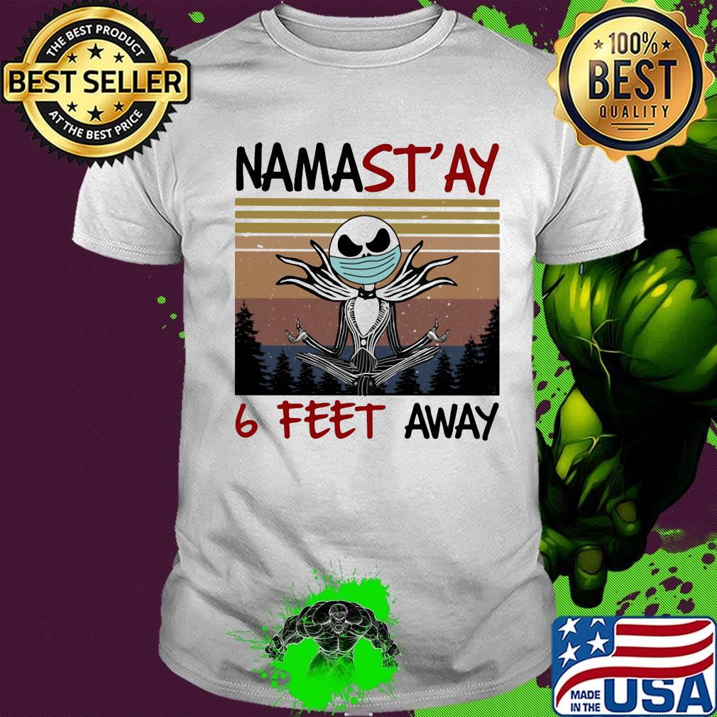 Jack skellington mask namastay 6 feet away vintage retro shirt