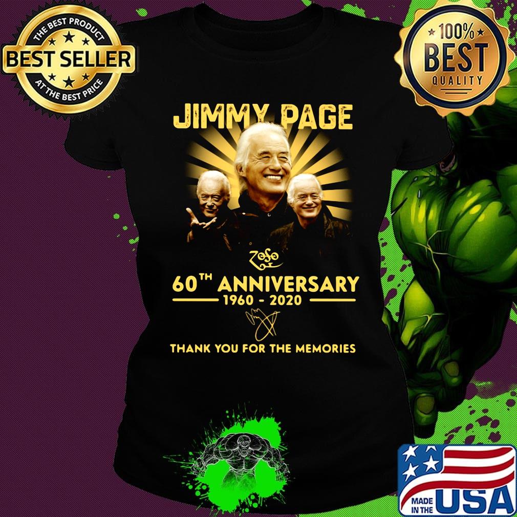 Jimmy page 60th anniversary 1960-2020 thank you for the memories signature s Ladies tee Jimmy page 60th anniversary 1960-2020 thank you for the memories signature s Ladies tee