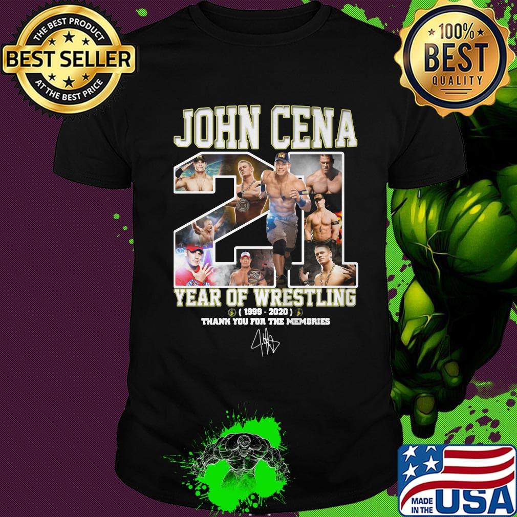 John cena 21 year of wrestling 1989 2020 thank you for the memories signature shirt