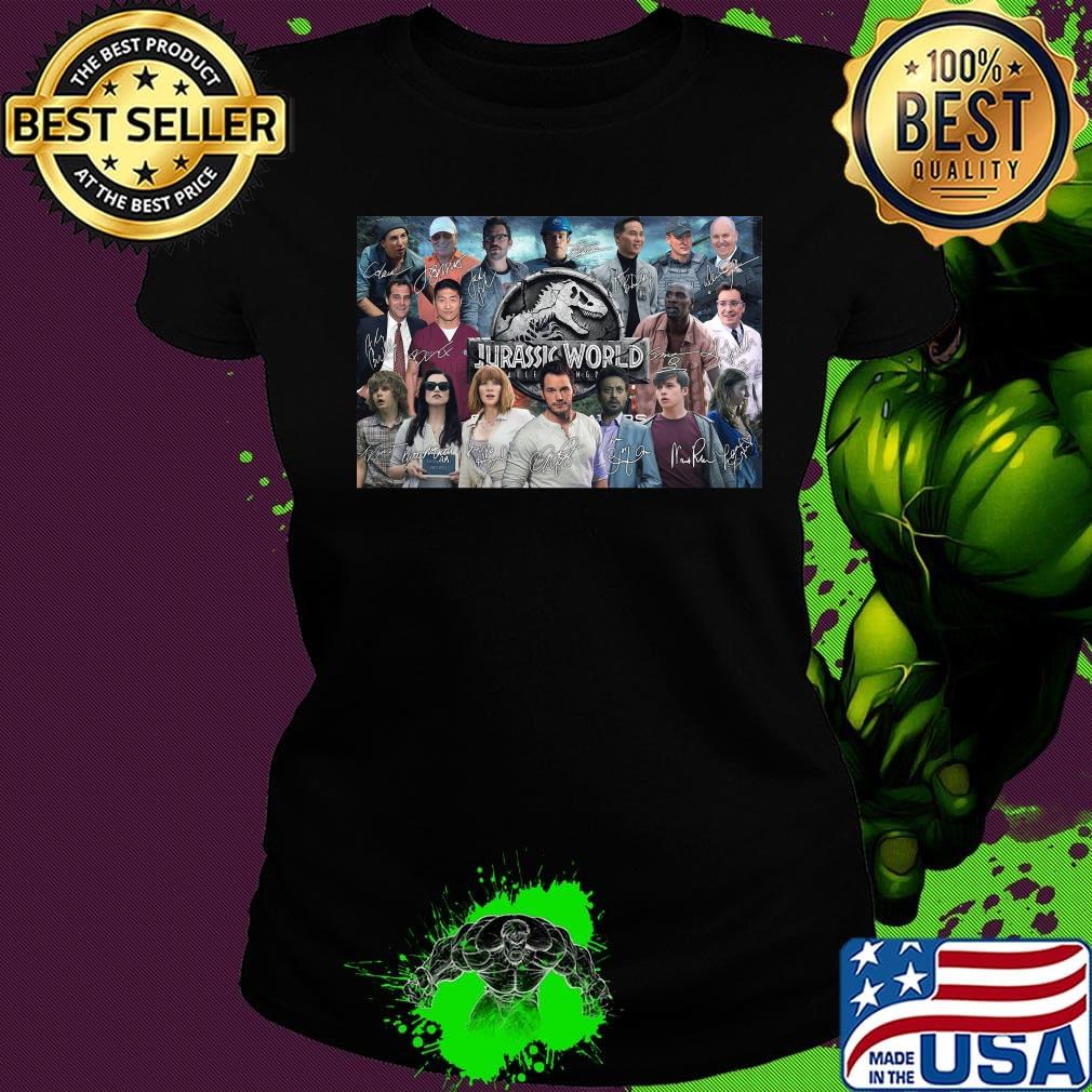 Jurassic world movie characters signatures s Ladies tee Jurassic world movie characters signatures s Ladies tee