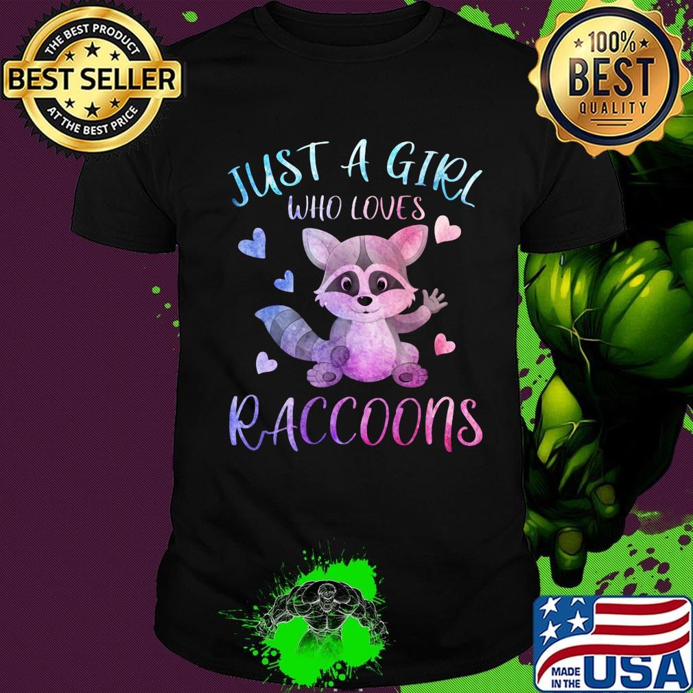 Just a girl who loves raccoons heart shirt