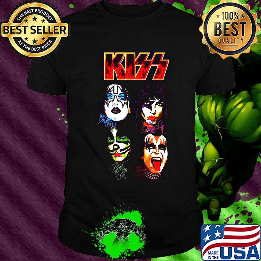Kiss members band signatures shirt
