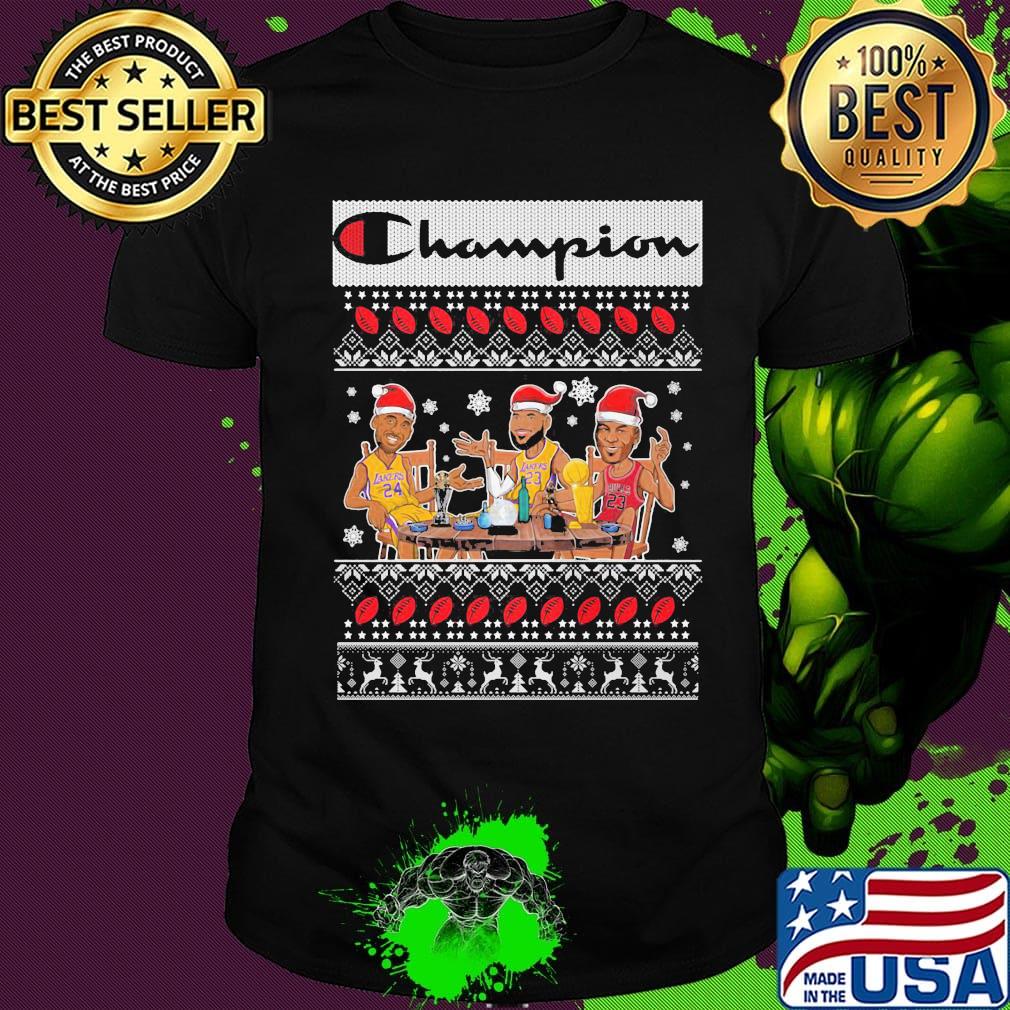 Lebron james kobe bryant michael jordan champion lakers ugly christmas shirt