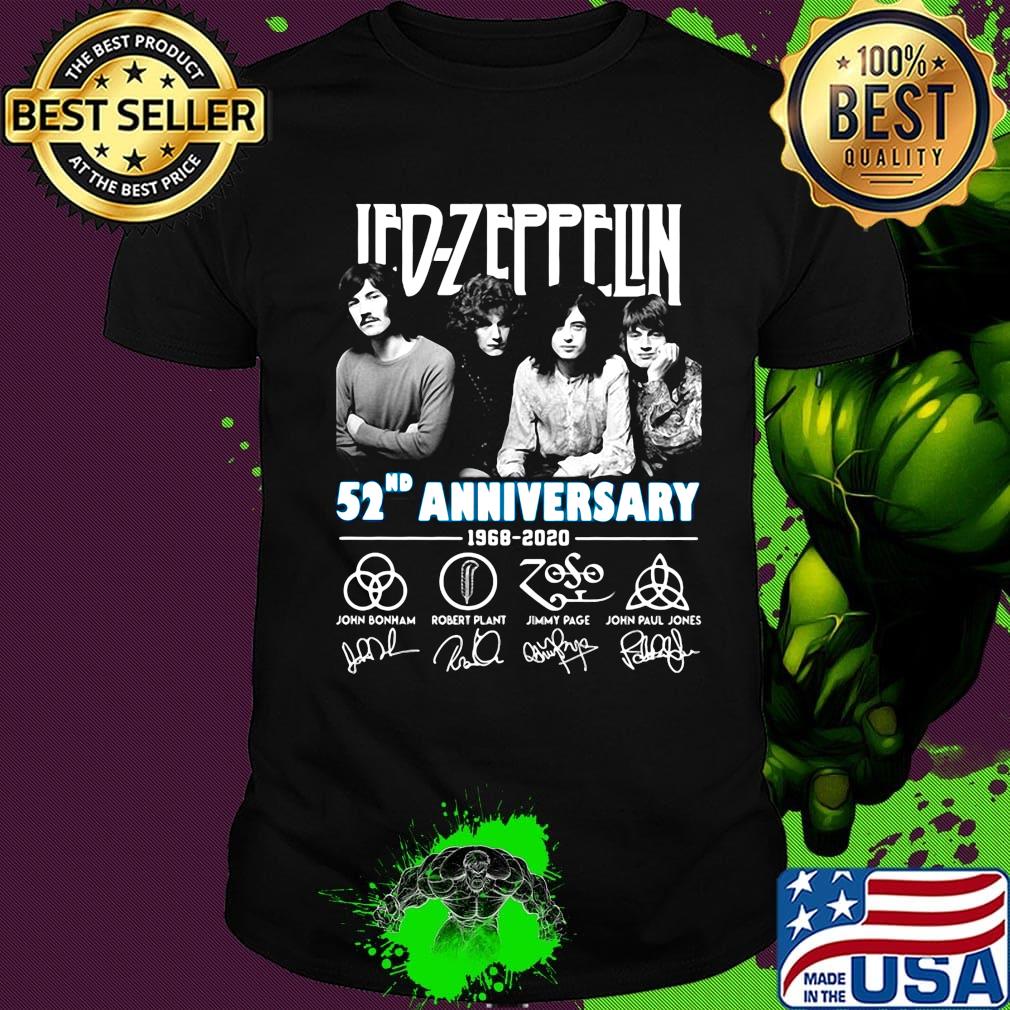 Led zeppelin 52nd anniversary 1968 2020 thank you for the memories signatures shirt
