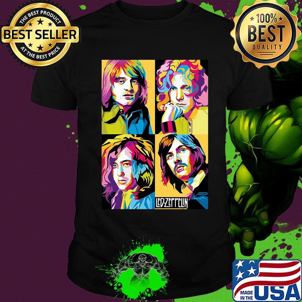Led zeppelin band members art color shirt