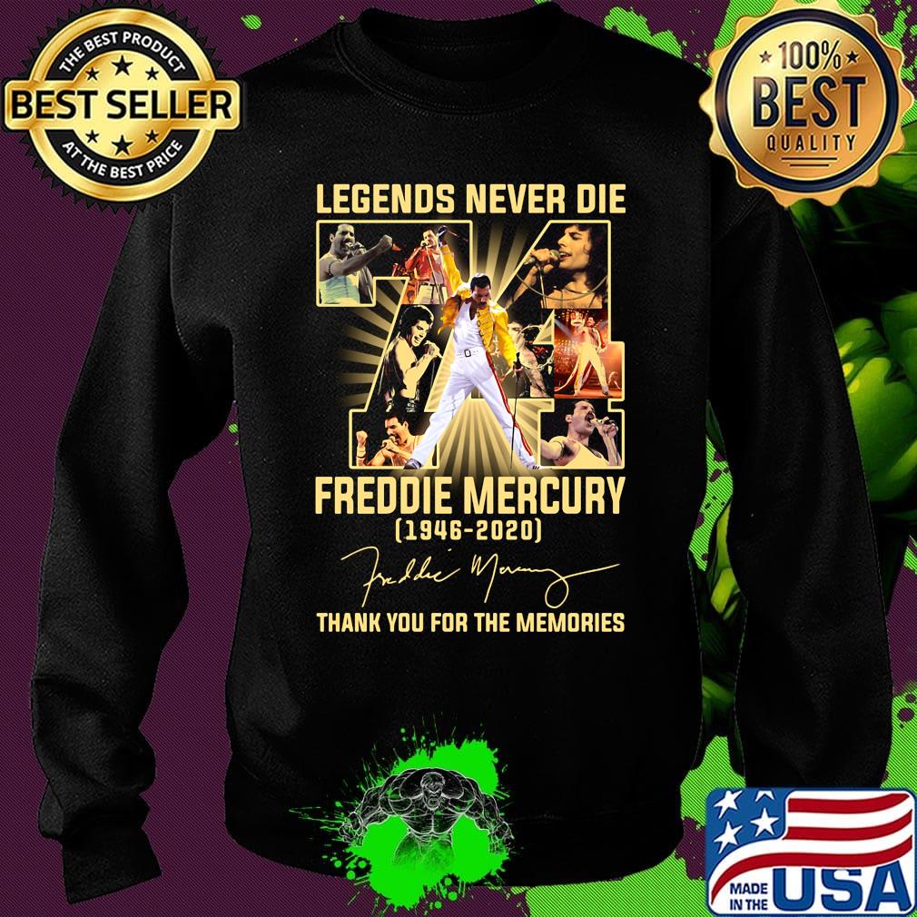 Legends never die 74 Freddie Mercury 1946-2020 thank you for the memories signature s Sweater Legends never die 74 Freddie Mercury 1946-2020 thank you for the memories signature s Sweater