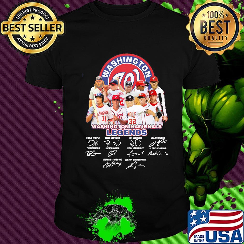 Legends washington nationals baseball team players signatures shirt