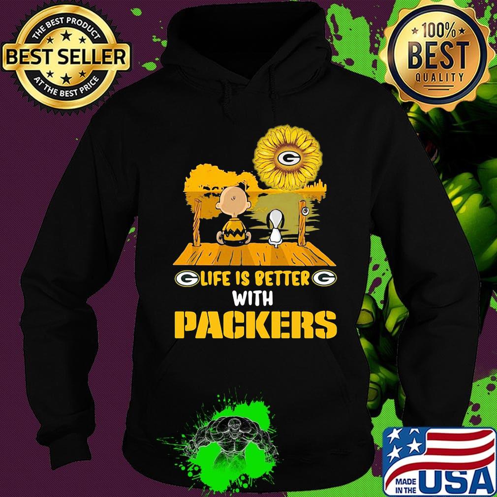 Life is better with Packers Sunflower snoopy and charlie brown s Hoodie Life is better with Packers Sunflower snoopy and charlie brown s Hoodie