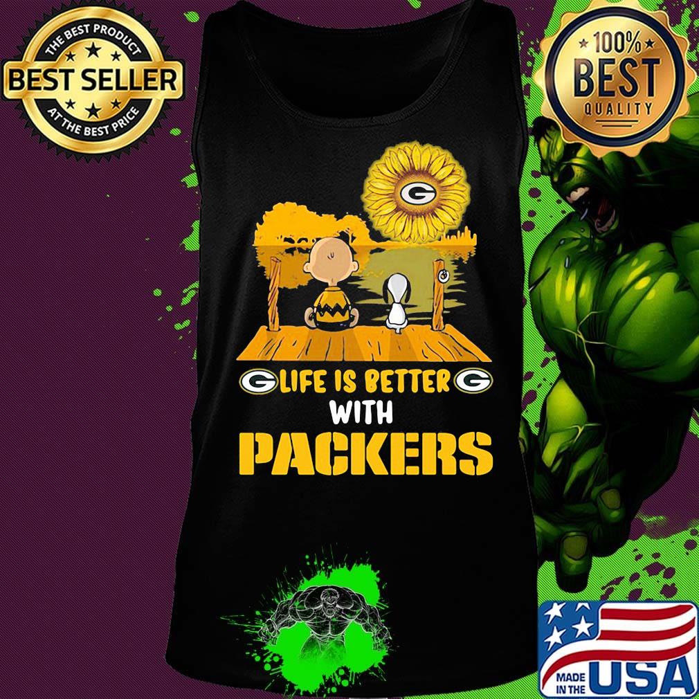Life is better with Packers Sunflower snoopy and charlie brown s Tank top Life is better with Packers Sunflower snoopy and charlie brown s Tank top