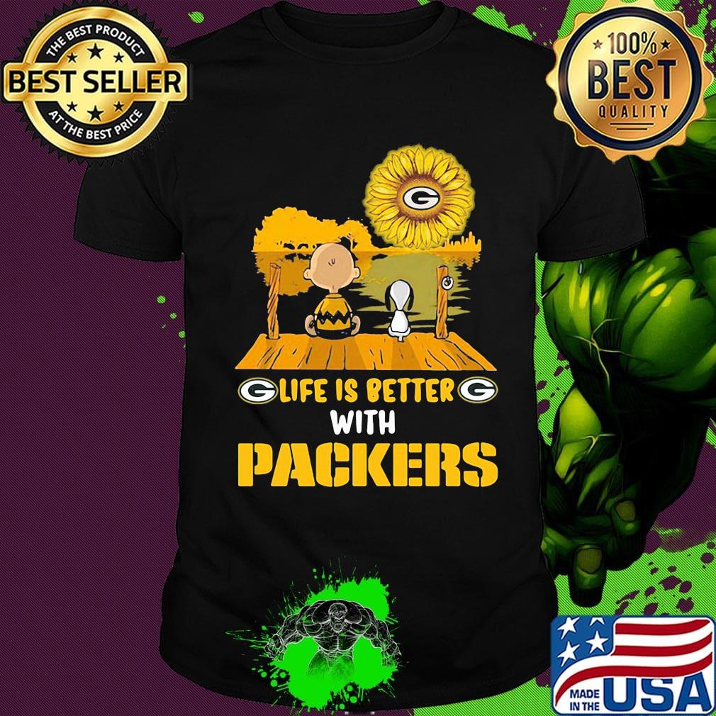 Life is better with Packers Sunflower snoopy and charlie brown shirt