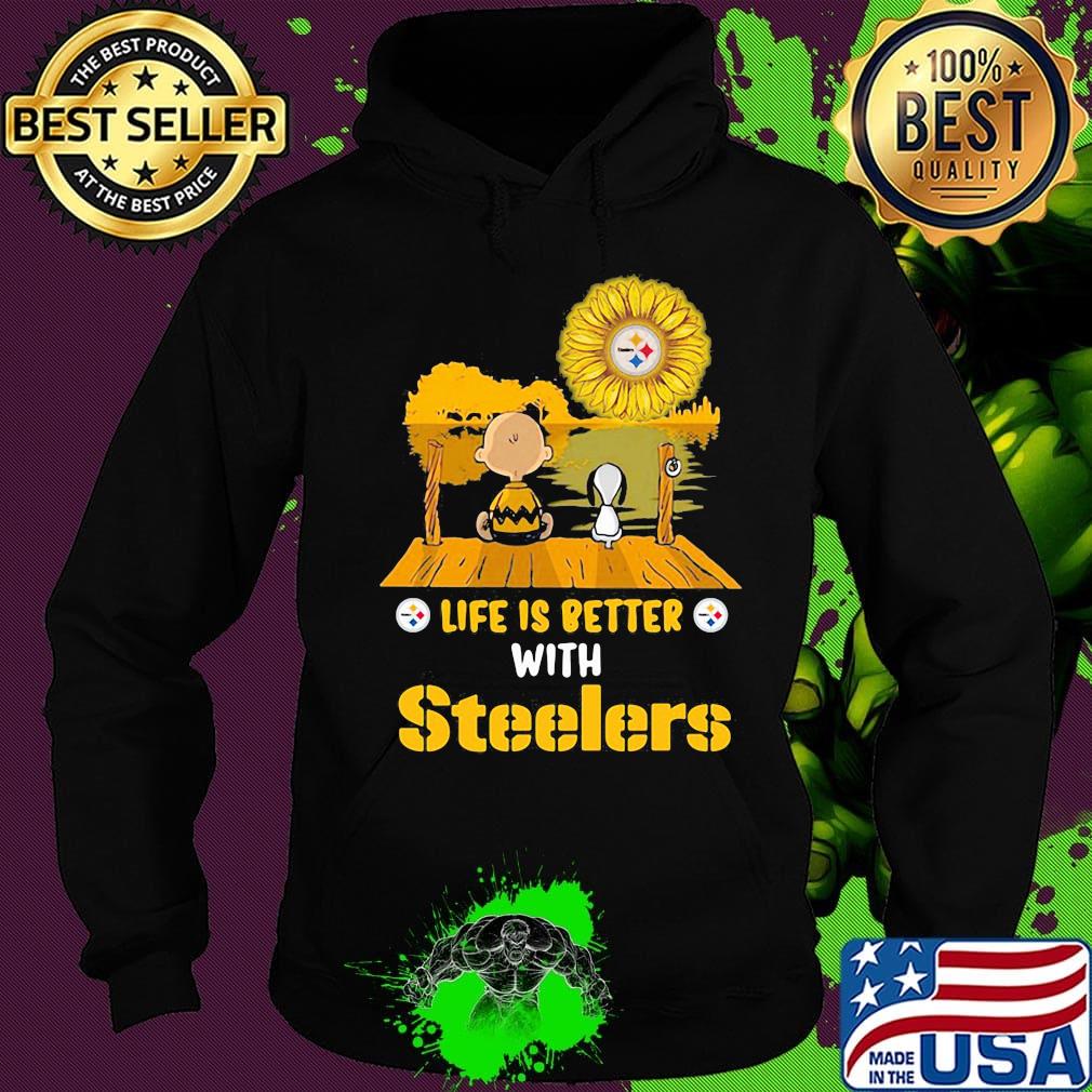 Life is better with Steelers snoopy and Chailer brown s Hoodie Life is better with Steelers snoopy and Chailer brown s Hoodie