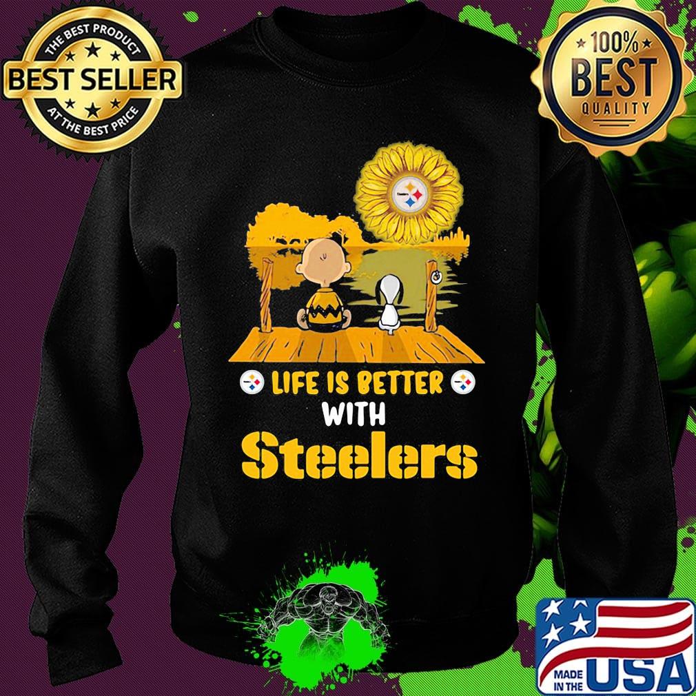 Life is better with Steelers snoopy and Chailer brown s Sweater Life is better with Steelers snoopy and Chailer brown s Sweater