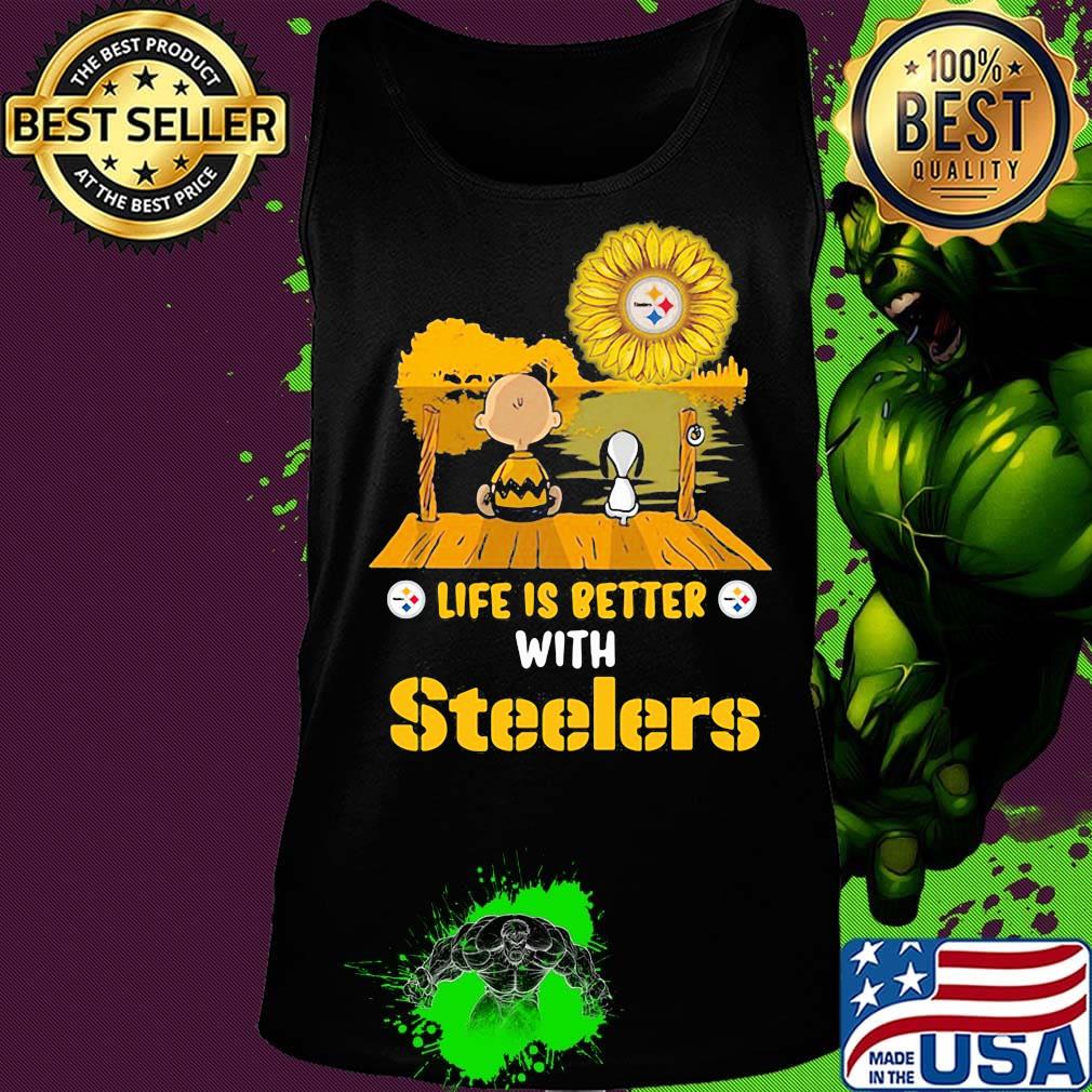 Life is better with Steelers snoopy and Chailer brown s Tank top Life is better with Steelers snoopy and Chailer brown s Tank top